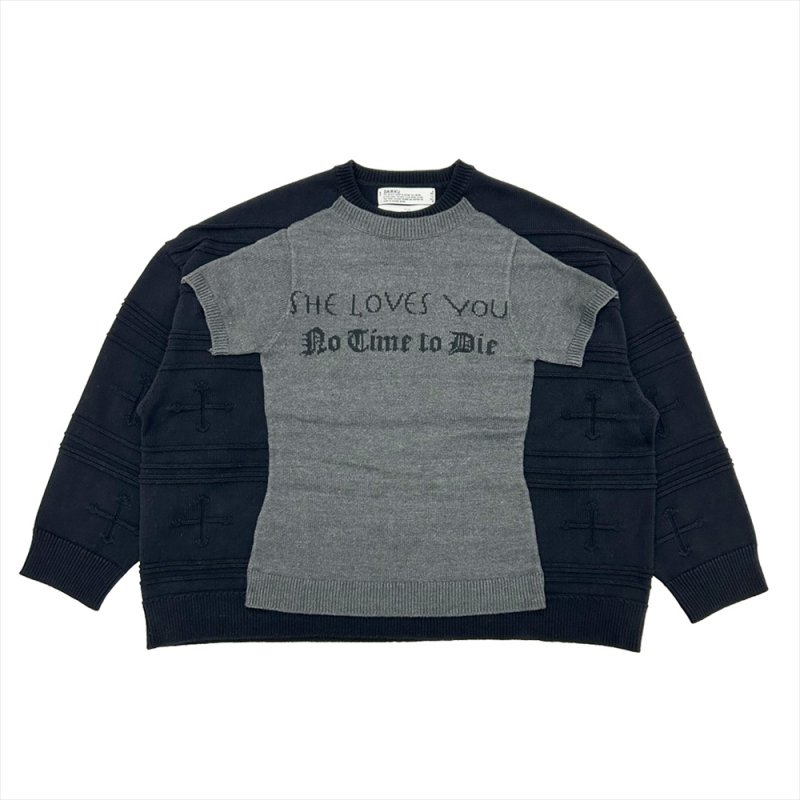 画像1: DAIRIKU/Docking Lettered Knit（Gray/Black）［ドッキングレタードニット-25秋冬］
