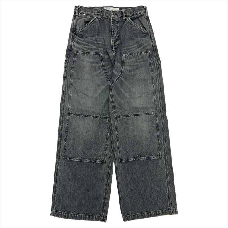 画像1: DAIRIKU/Vintage Washed Painter Denim Wide Pants（Black）［ヴィンテージ加工ペインターデニムワイドパンツ-25秋冬］