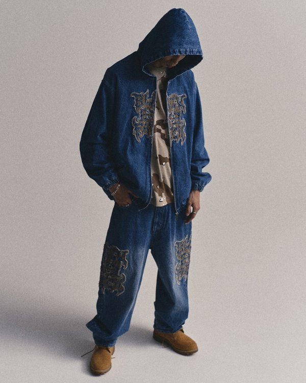 画像5: BlackEyePatch/METAL LOGO HOODED DENIM JACKET（INDIGO）