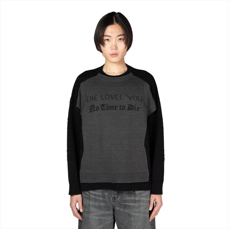 画像2: DAIRIKU/Docking Lettered Knit（Gray/Black）［ドッキングレタードニット-25秋冬］
