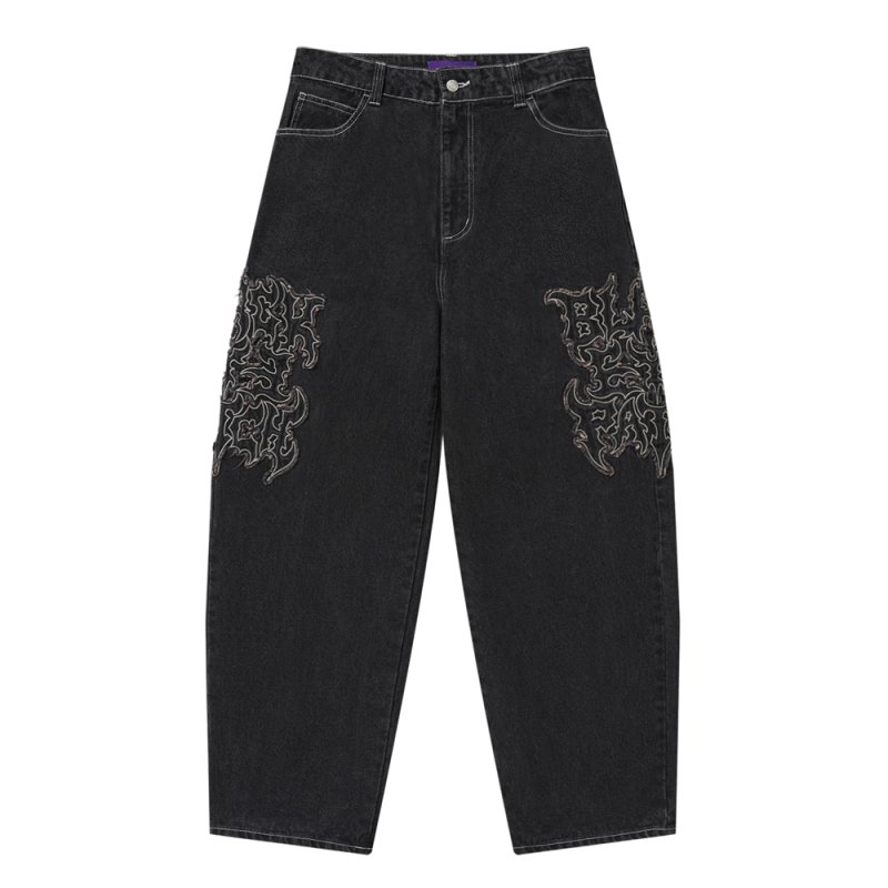 画像1: BlackEyePatch/METAL LOGO EXTRA BAGGY JEANS（BLACK）