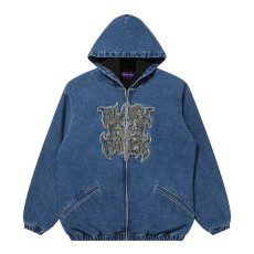 画像1: BlackEyePatch/METAL LOGO HOODED DENIM JACKET（INDIGO） (1)