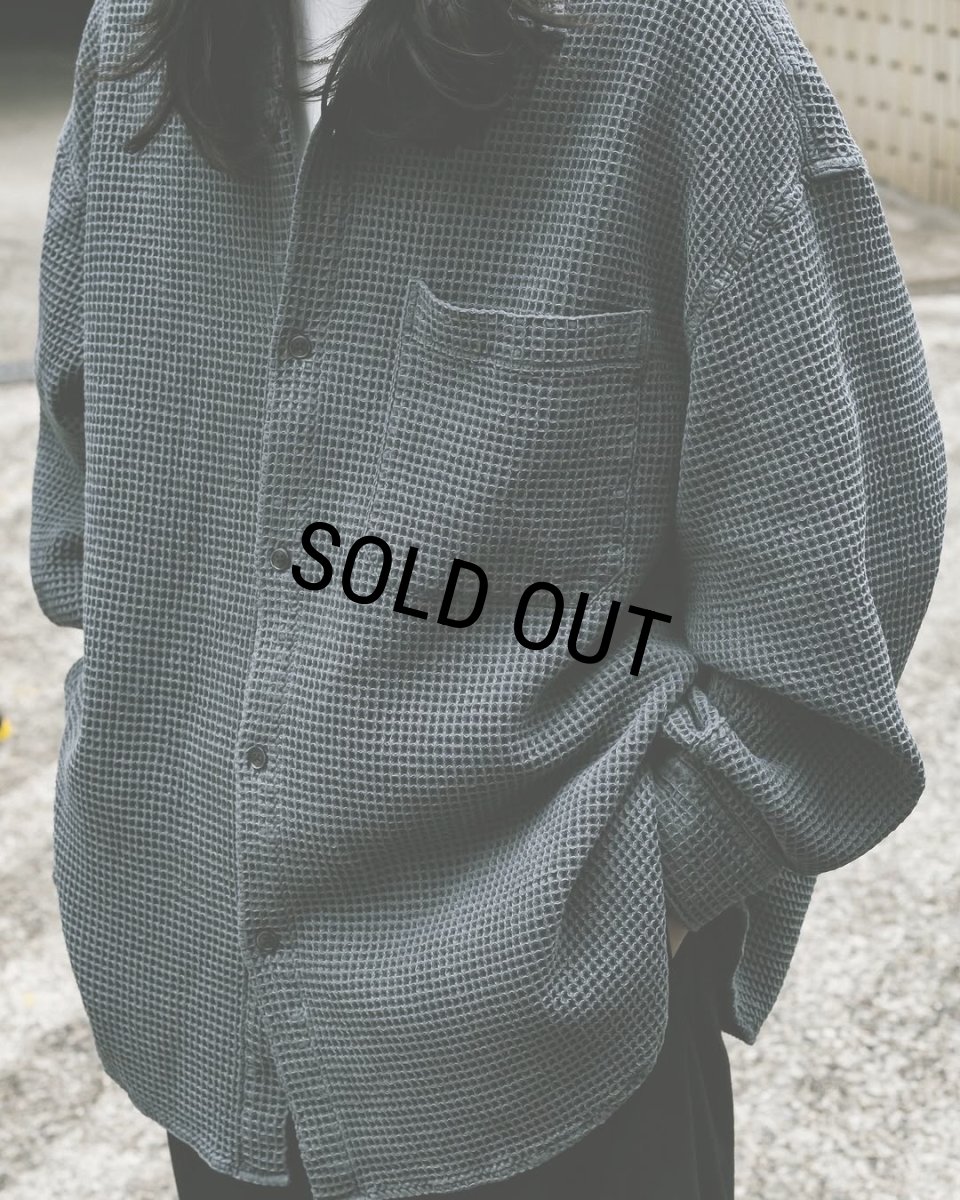 画像7: COOTIE PRODUCTIONS/Pigment Dyed Waffle L/S Shirt（Black）［ピグメントダイワッフルシャツ-25秋冬］ (7)