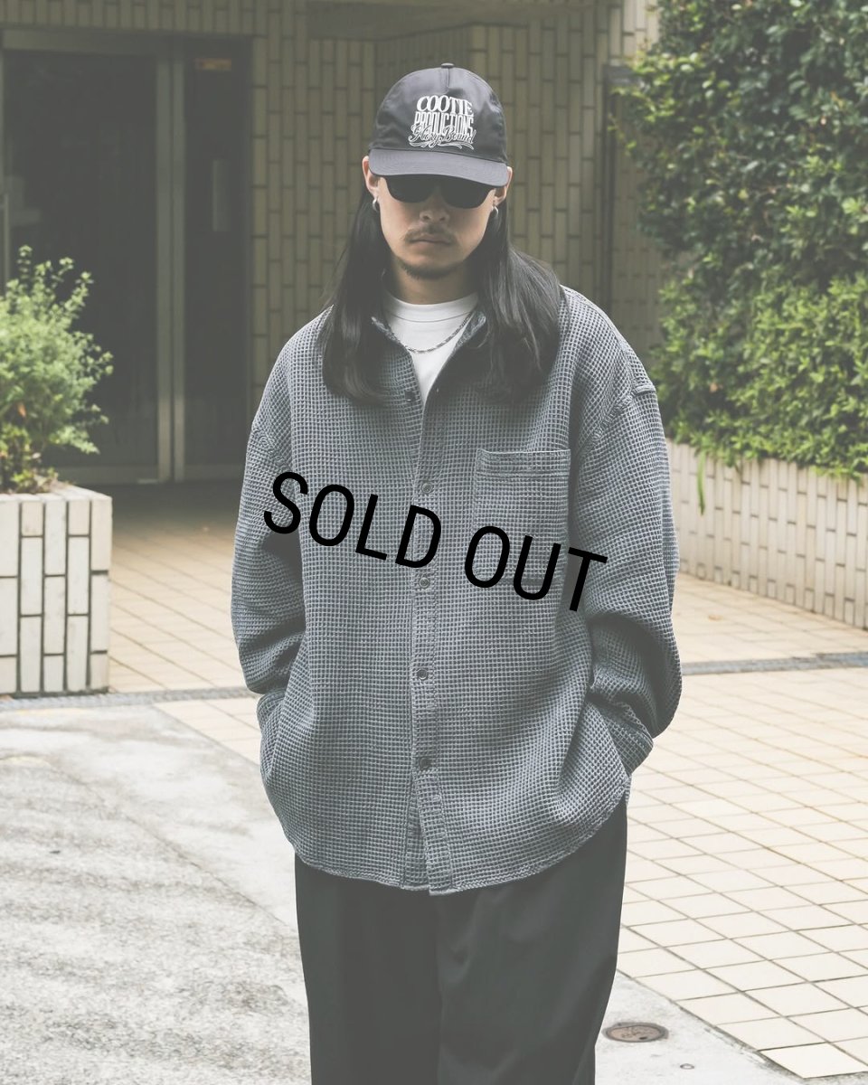 画像6: COOTIE PRODUCTIONS/Pigment Dyed Waffle L/S Shirt（Black）［ピグメントダイワッフルシャツ-25秋冬］ (6)