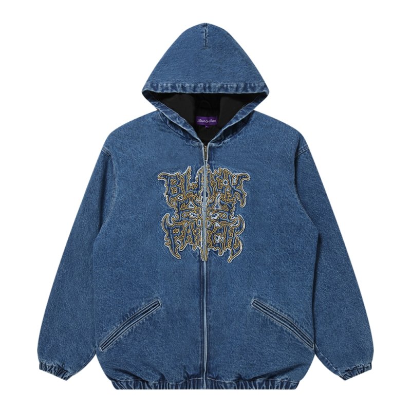 画像1: BlackEyePatch/METAL LOGO HOODED DENIM JACKET（INDIGO）