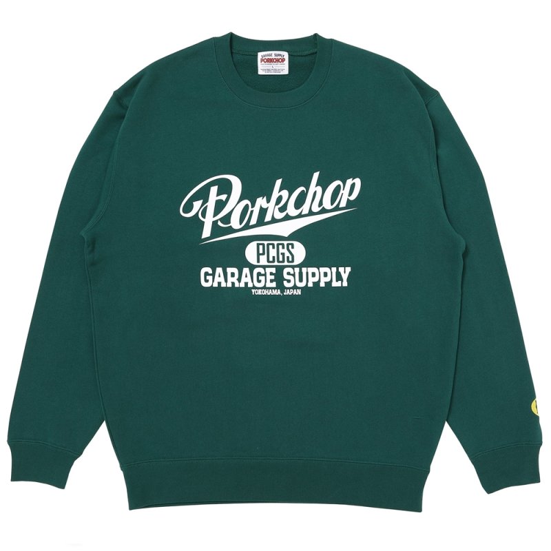 画像1: PORKCHOP/SCRIPT COLLEGE SWEAT（GREEN）［スクリプトカレッジスウェット-25秋冬］