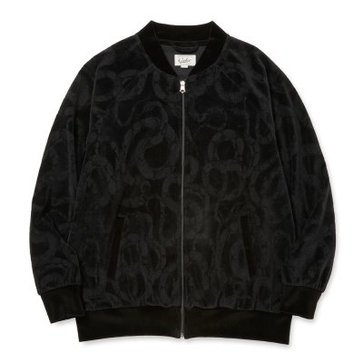 画像1: CALEE/JQ VELOUR JACKET ＜SNAKE PATTERN＞（BLACK）［ジャガードベロアJKT-25秋冬］