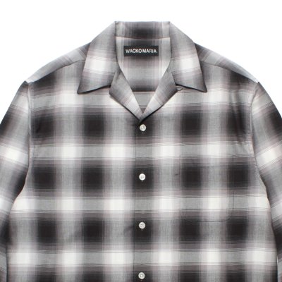 画像2: WACKO MARIA/OMBRE CHECK OPEN COLLAR SHIRT（GRAY）［オンブレチェックオープンカラーシャツ-25秋冬］