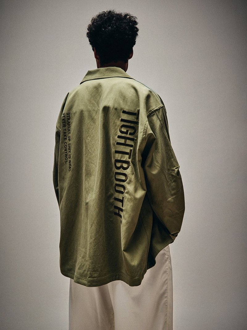 画像3: TIGHTBOOTH/LABEL LOGO BDU SHIRT（Olive）［ラベルロゴBDUシャツ-25秋冬］