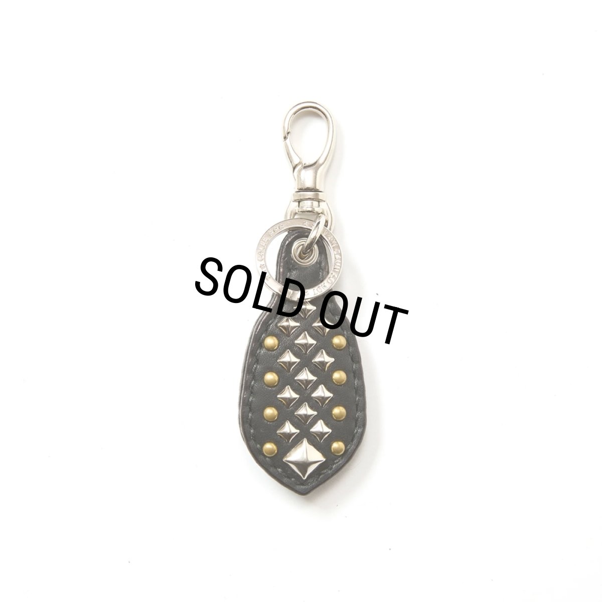 画像1: CALEE/STUDS LEATHER RUGGED KEY RING（BLACK）［スタッズレザーラゲッドキーリング-25秋冬］ (1)