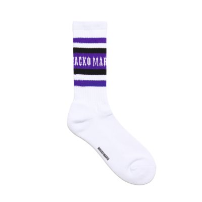 画像1: WACKO MARIA/SPORTS SOCKS（WHITE/PURPLE）［スポーツソックス-25秋冬］