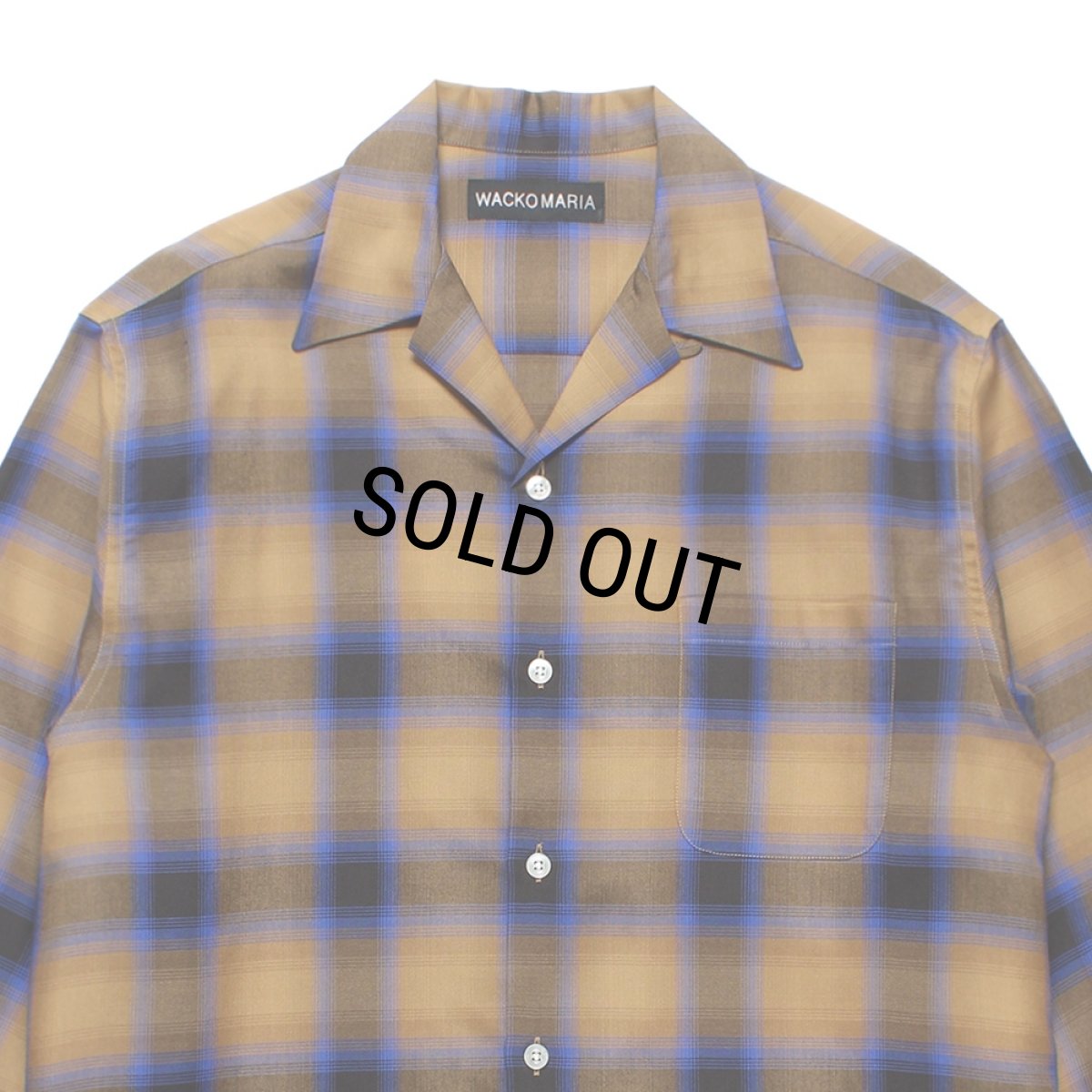 画像2: WACKO MARIA/OMBRE CHECK OPEN COLLAR SHIRT（LIGHT BROWN）［オンブレチェックオープンカラーシャツ-25秋冬］ (2)