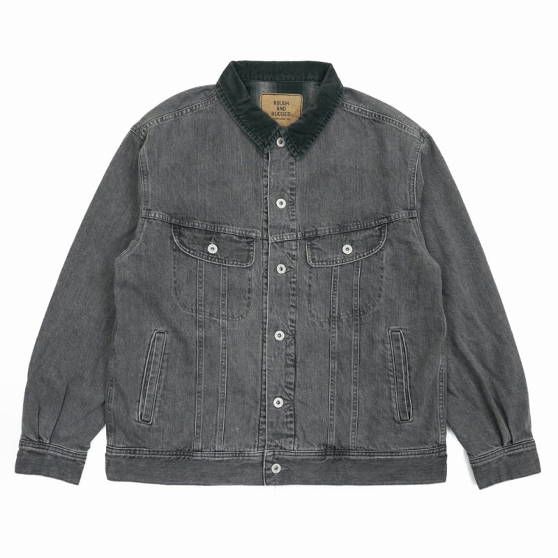画像1: ROUGH AND RUGGED/HEADLIGHT（BLACK）［ユーズド加工デニムJKT-25秋冬］