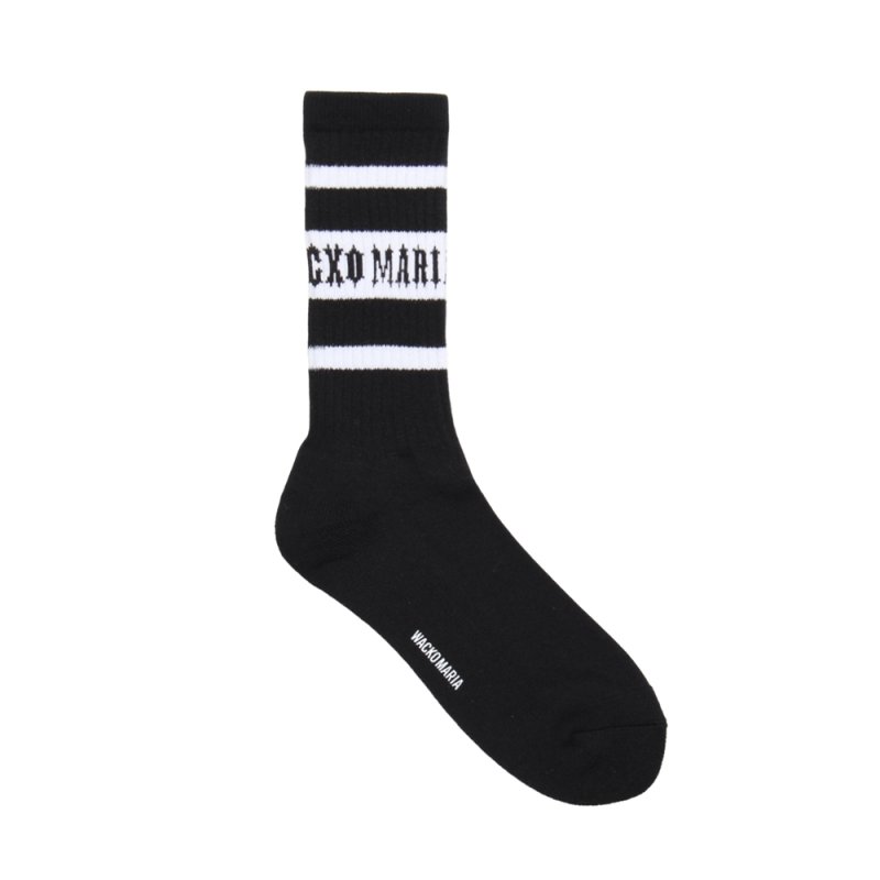 画像1: WACKO MARIA/SPORTS SOCKS（BLACK/WHITE）［スポーツソックス-25秋冬］