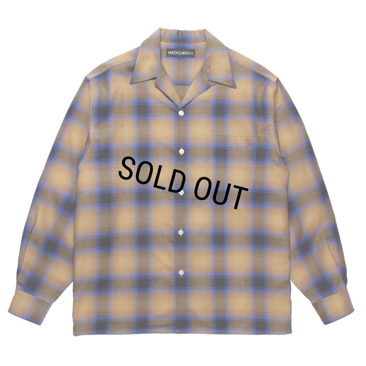 画像1: WACKO MARIA/OMBRE CHECK OPEN COLLAR SHIRT（LIGHT BROWN）［オンブレチェックオープンカラーシャツ-25秋冬］ (1)
