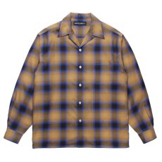 画像1: WACKO MARIA/OMBRE CHECK OPEN COLLAR SHIRT（LIGHT BROWN）［オンブレチェックオープンカラーシャツ-25秋冬］ (1)