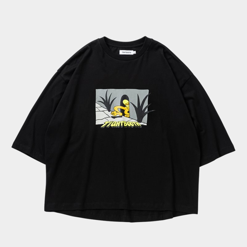 画像1: TIGHTBOOTH/BIG YELLOW 3/4 SLEEVE T-SHIRT（Black）［ビッグイエロー7分袖T-25秋冬］