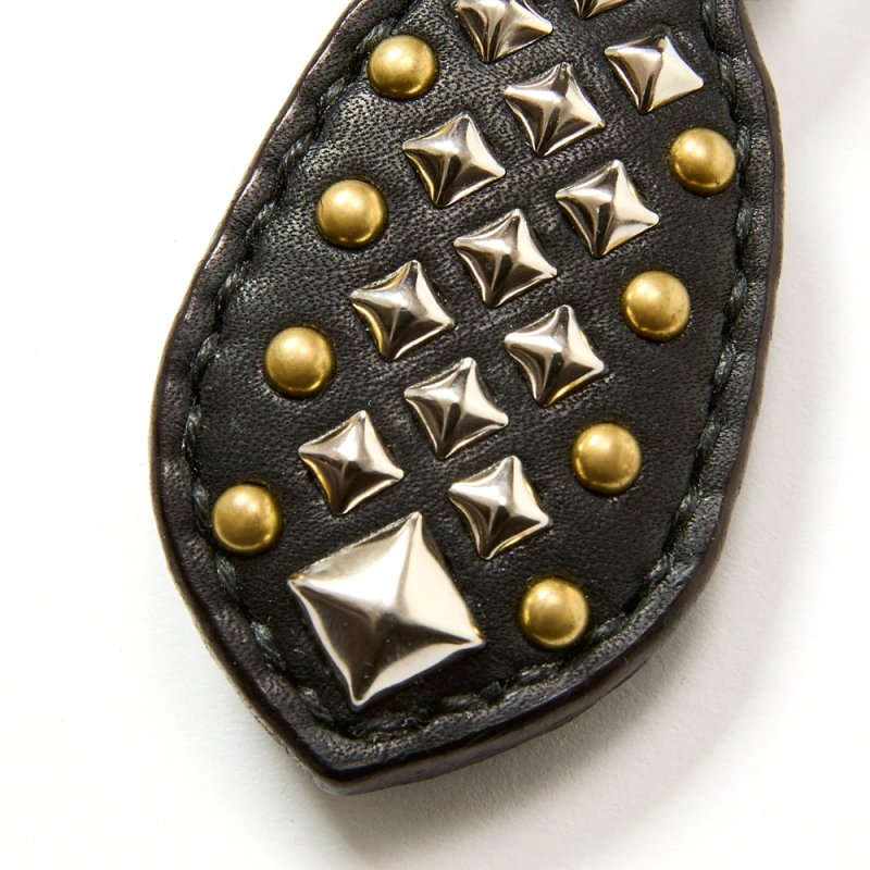 画像2: CALEE/STUDS LEATHER RUGGED KEY RING（BLACK）［スタッズレザーラゲッドキーリング-25秋冬］