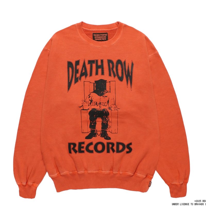 画像1: WACKO MARIA/DEATH ROW RECORDS / GARMENT DYED SWEAT SHIRT（ORANGE）［ガーメントダイクルースウェット-25秋冬］