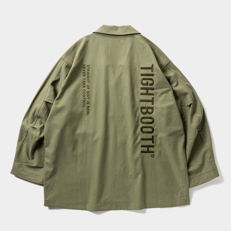 画像2: TIGHTBOOTH/LABEL LOGO BDU SHIRT（Olive）［ラベルロゴBDUシャツ-25秋冬］