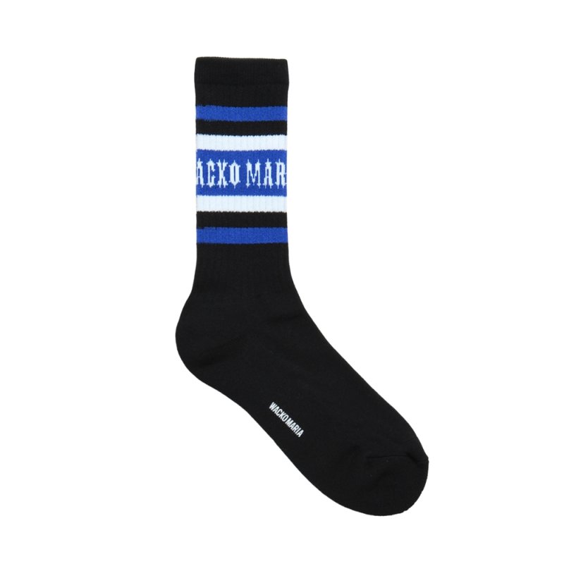 画像1: WACKO MARIA/SPORTS SOCKS（BLACK/BLUE）［スポーツソックス-25秋冬］