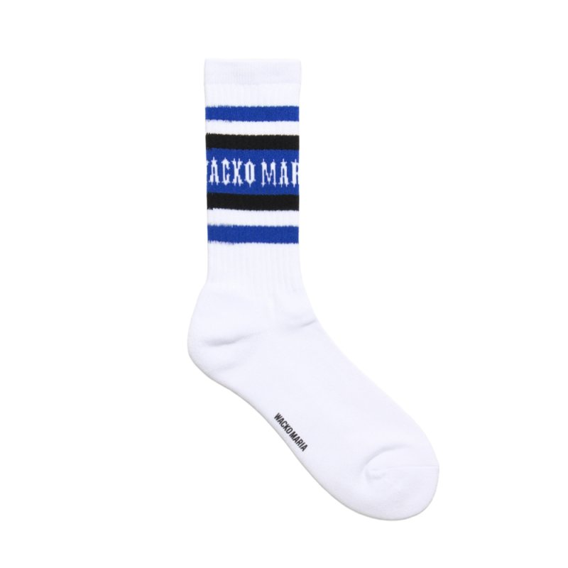 画像1: WACKO MARIA/SPORTS SOCKS（WHITE/BLUE）［スポーツソックス-25秋冬］
