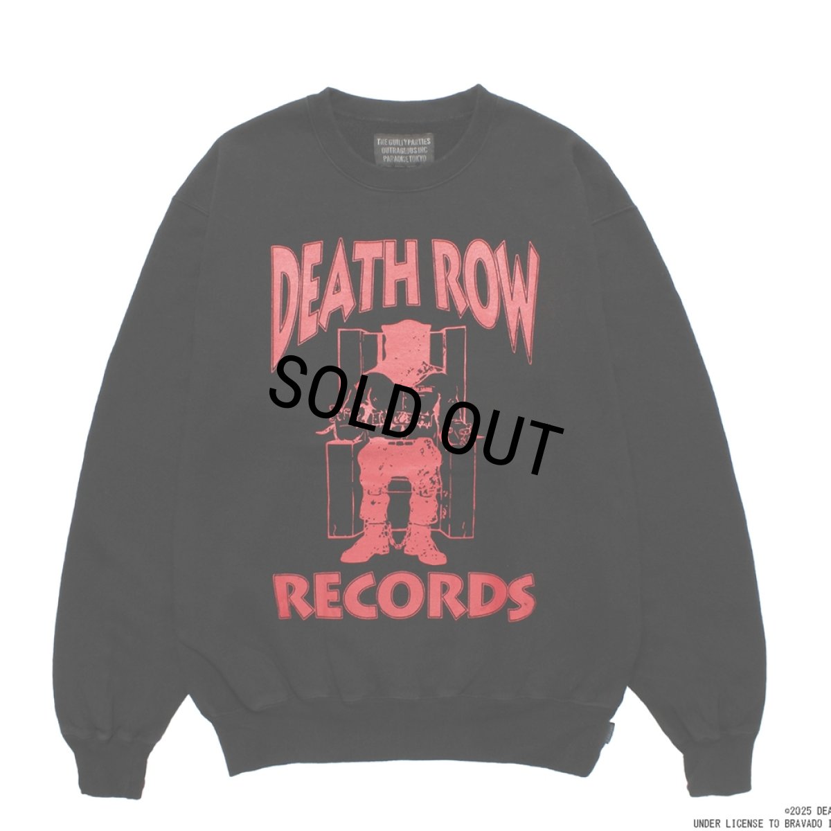 画像1: WACKO MARIA/DEATH ROW RECORDS / GARMENT DYED SWEAT SHIRT（BLACK）［ガーメントダイクルースウェット-25秋冬］ (1)