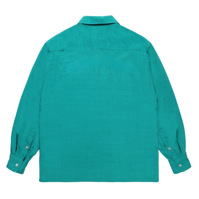 画像2: WACKO MARIA/50'S OPEN COLLAR SHIRT（GREEN）［50'Sオープンカラーシャツ-25秋冬］