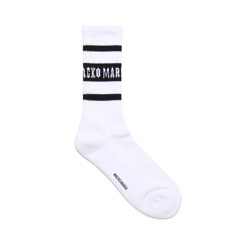 画像1: WACKO MARIA/SPORTS SOCKS（WHITE/BLACK）［スポーツソックス-25秋冬］