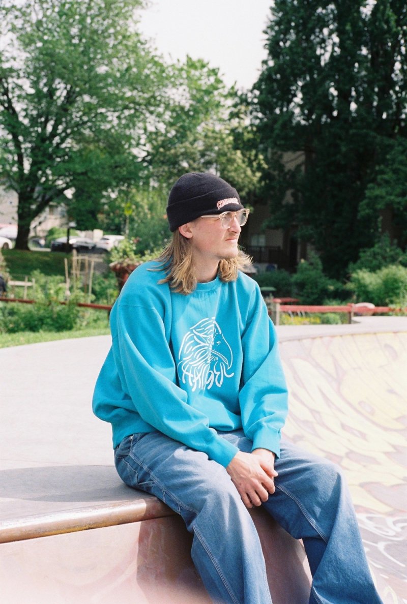 画像2: CHALLENGER/EAGLE C/N SWEAT（TURQUOISE）［イーグルクルーネックスウェット-25秋冬］