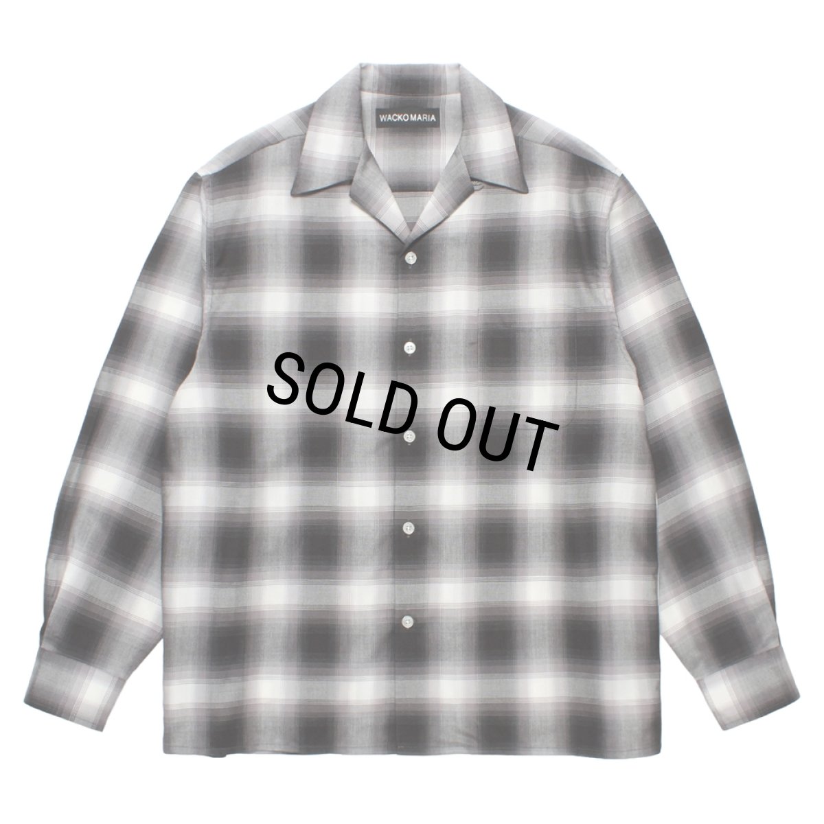 画像1: WACKO MARIA/OMBRE CHECK OPEN COLLAR SHIRT（GRAY）［オンブレチェックオープンカラーシャツ-25秋冬］ (1)
