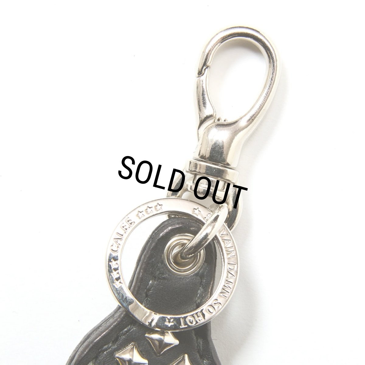 画像2: CALEE/STUDS LEATHER RUGGED KEY RING（BLACK）［スタッズレザーラゲッドキーリング-25秋冬］ (2)