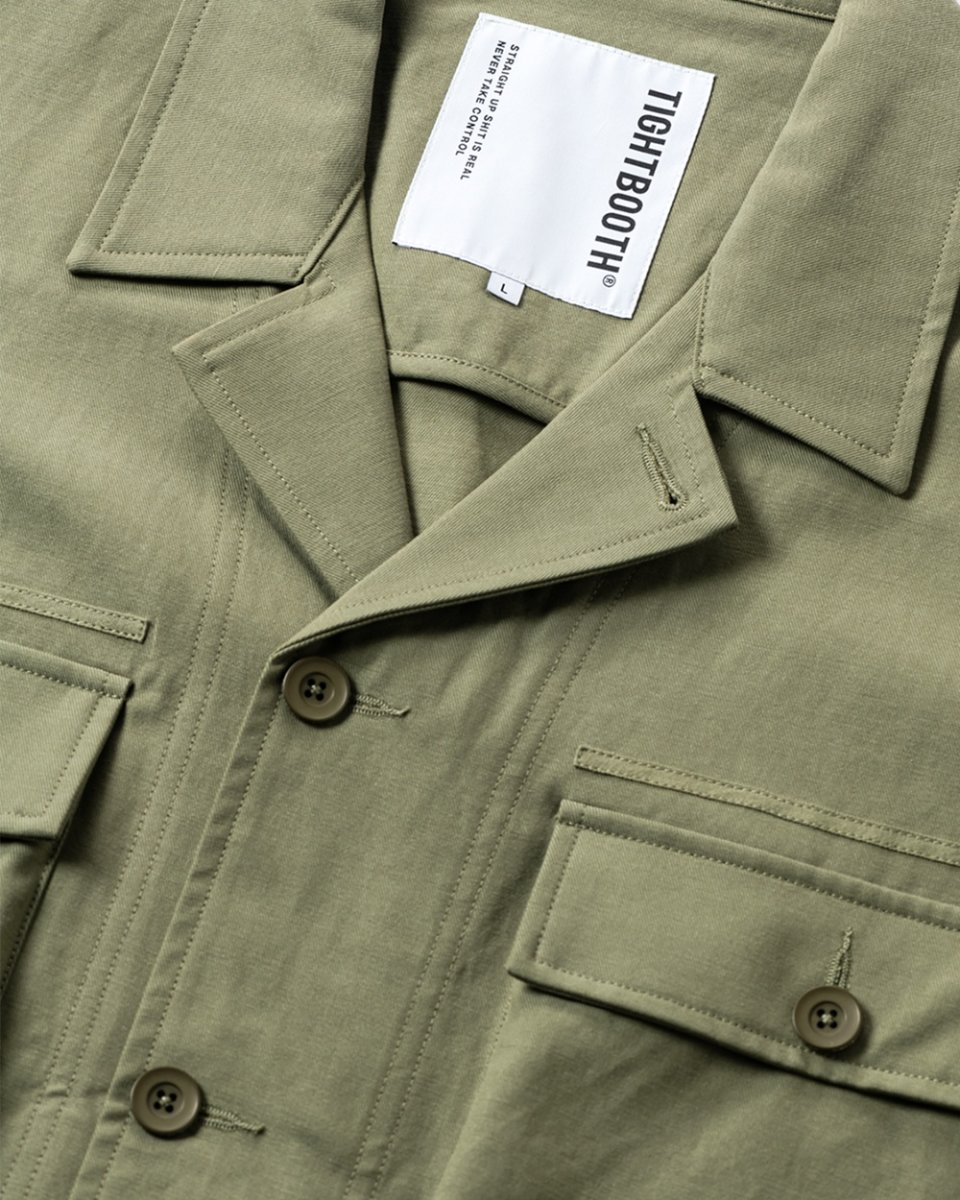 画像3: TIGHTBOOTH/LABEL LOGO BDU SHIRT（Olive）［ラベルロゴBDUシャツ-25秋冬］ (3)