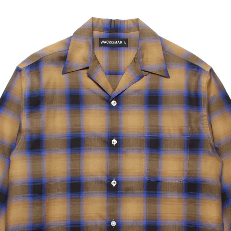 画像2: WACKO MARIA/OMBRE CHECK OPEN COLLAR SHIRT（LIGHT BROWN）［オンブレチェックオープンカラーシャツ-25秋冬］