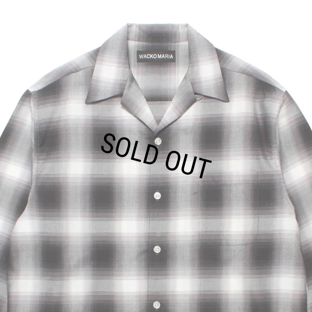 画像2: WACKO MARIA/OMBRE CHECK OPEN COLLAR SHIRT（GRAY）［オンブレチェックオープンカラーシャツ-25秋冬］ (2)