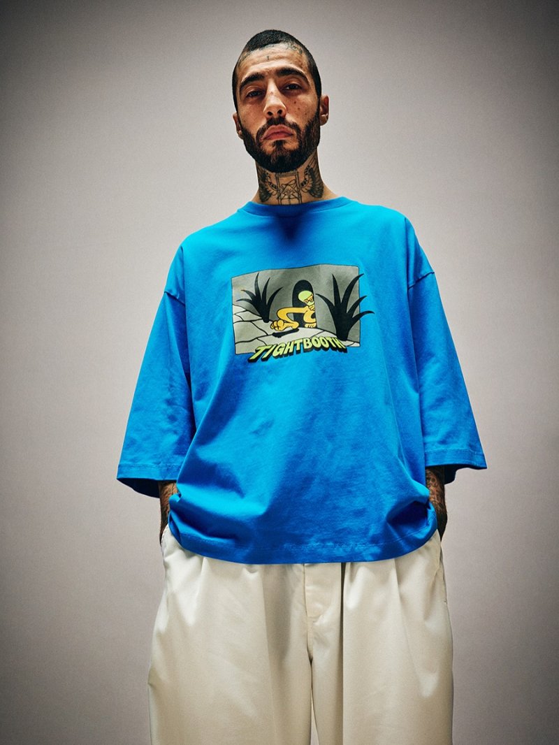 画像3: TIGHTBOOTH/BIG YELLOW 3/4 SLEEVE T-SHIRT（Light Blue）［ビッグイエロー7分袖T-25秋冬］