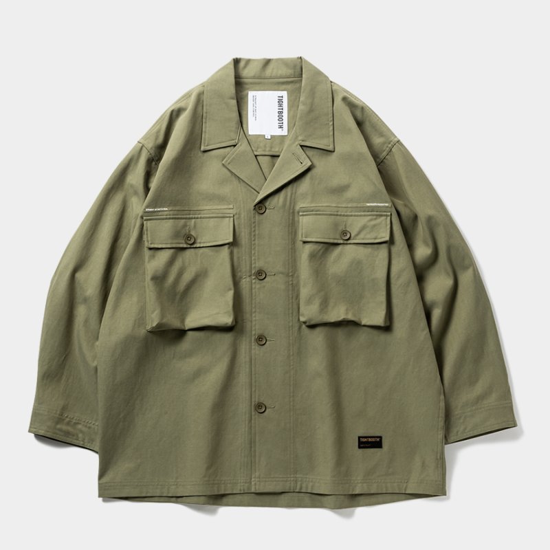 画像1: TIGHTBOOTH/LABEL LOGO BDU SHIRT（Olive）［ラベルロゴBDUシャツ-25秋冬］