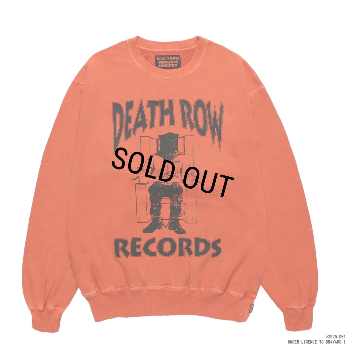 画像1: WACKO MARIA/DEATH ROW RECORDS / GARMENT DYED SWEAT SHIRT（ORANGE）［ガーメントダイクルースウェット-25秋冬］ (1)