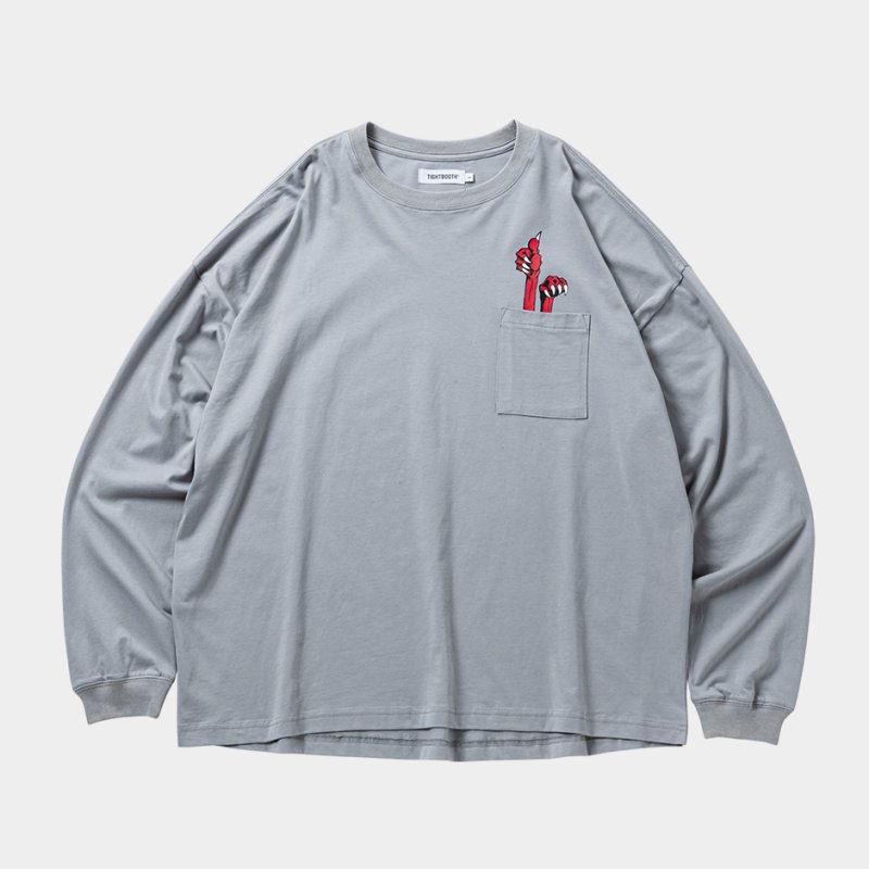 画像1: TIGHTBOOTH/DEADKEBAB LS T-SHIRT（Grey）［デッドケバブ長袖ポケT-25秋冬］