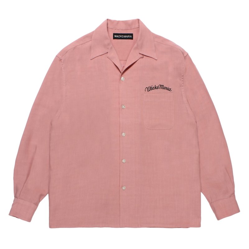 画像1: WACKO MARIA/50'S OPEN COLLAR SHIRT（PINK）［50'Sオープンカラーシャツ-25秋冬］