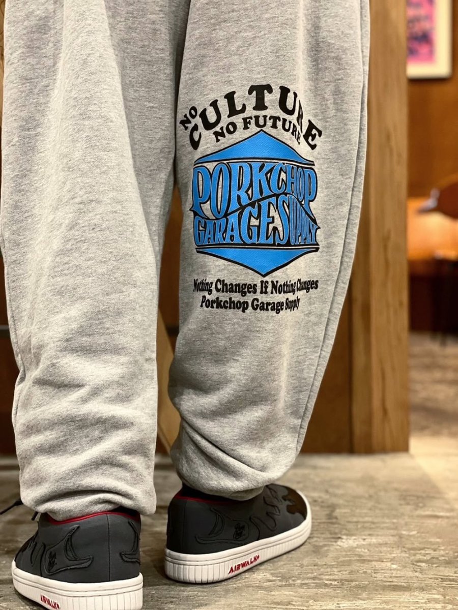 画像7: PORKCHOP/WAVE LOGO SWEAT PANTS（GRAY）［ウェーブロゴスウェットパンツ-25秋冬］ (7)