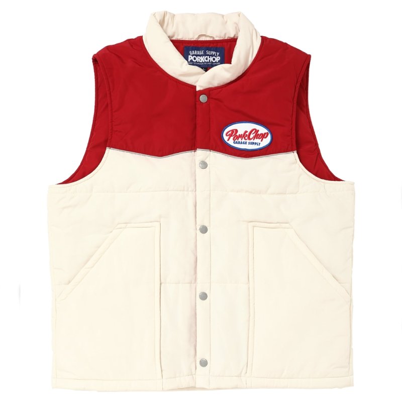 画像1: PORKCHOP/RACING VEST（BEIGE/RED）［レーシングベスト-25秋冬］
