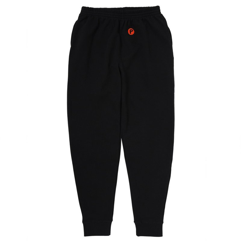 画像1: PORKCHOP/WAVE LOGO SWEAT PANTS（BLACK）［ウェーブロゴスウェットパンツ-25秋冬］