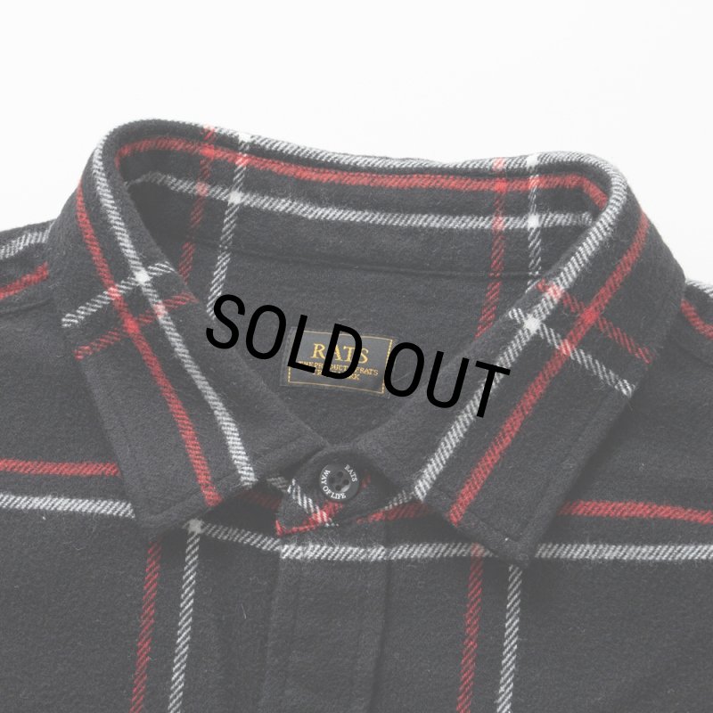 RATS/COTTON FLANNEL CHECK SHIRT（BLACK/RED CHECK）［コットン