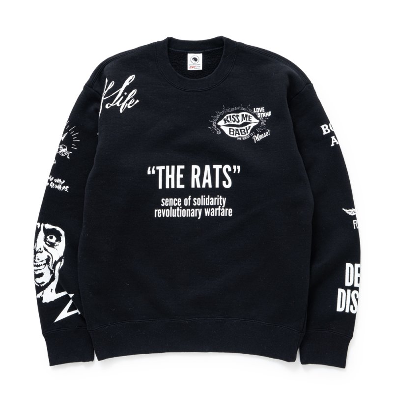 画像1: RATS/CRAZY CREW NECK SWEAT（BLACK）［クレイジークルーネックスウェット-25秋冬］