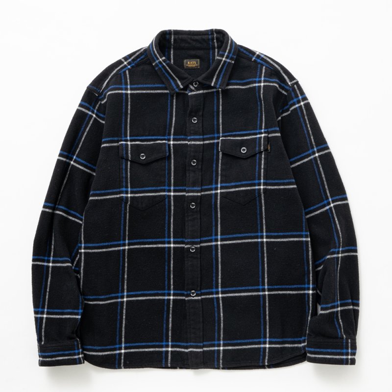 画像1: RATS/COTTON FLANNEL CHECK SHIRT（BLACK/BLUE CHECK）［コットンフランネルチェックシャツ-25秋冬］