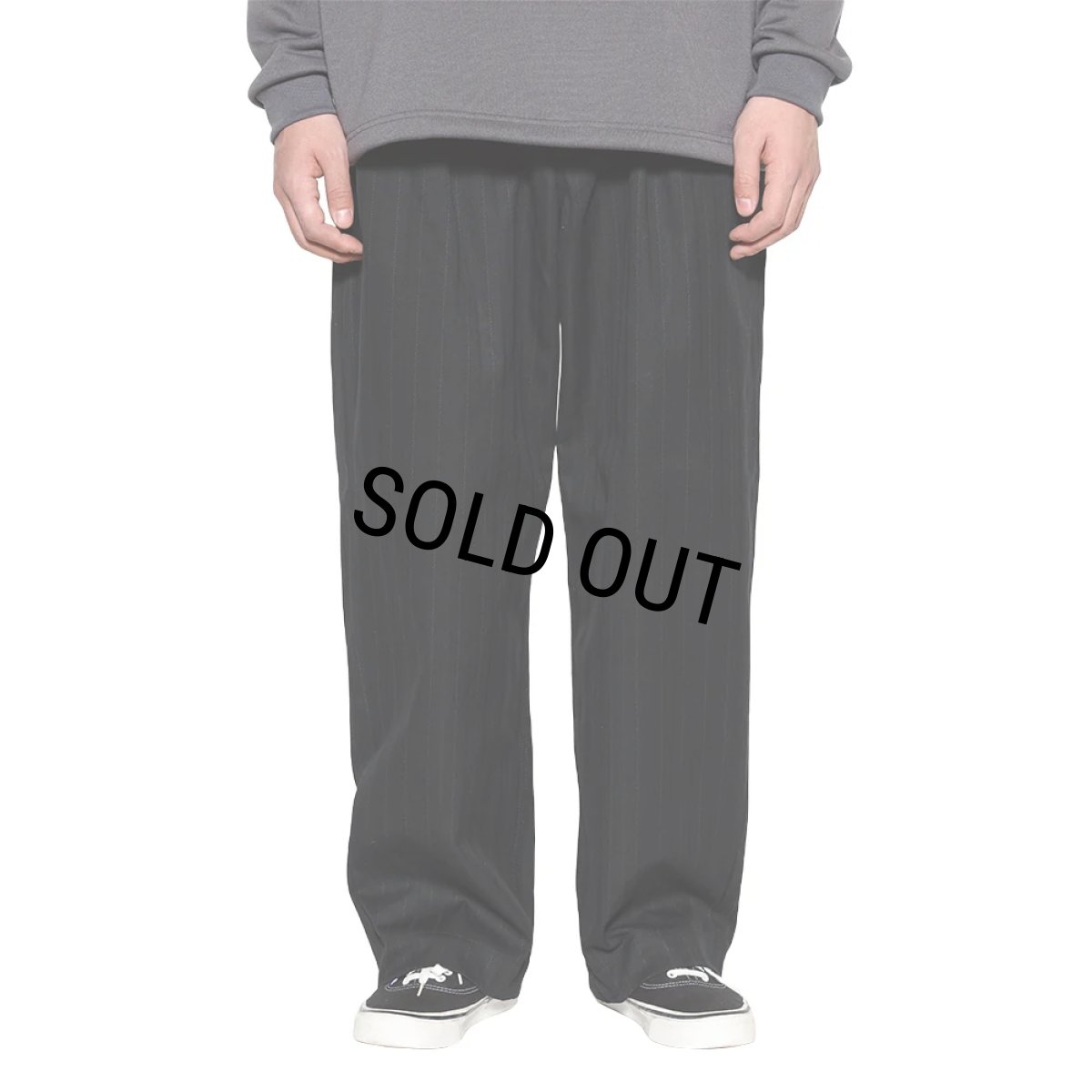 画像7: CALEE/PINSTRIPE TUCK WIDE SLACKS（BLACK）［ピストライプタックワイドスラックス-25秋冬］ (7)