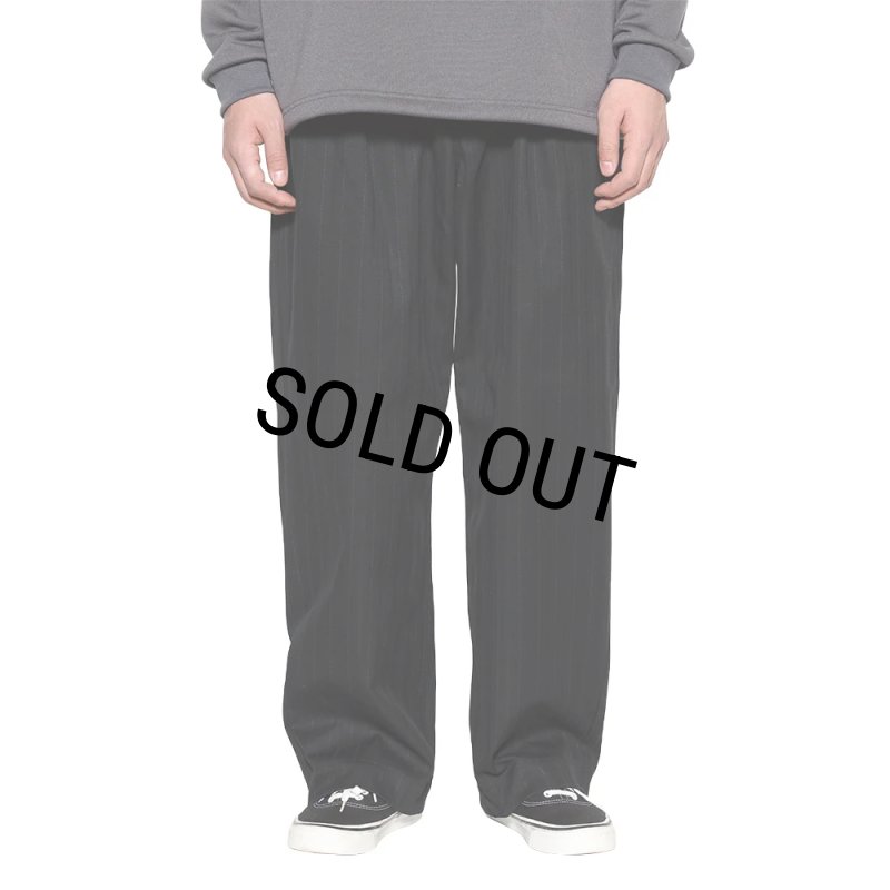 CALEE/PINSTRIPE TUCK WIDE SLACKS（BLACK）［ピストライプタック