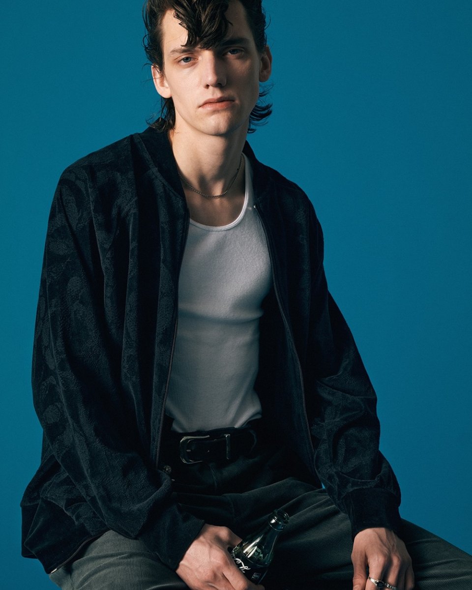 画像8: CALEE/JQ VELOUR JACKET ＜SNAKE PATTERN＞（BLACK）［ジャガードベロアJKT-25秋冬］ (8)