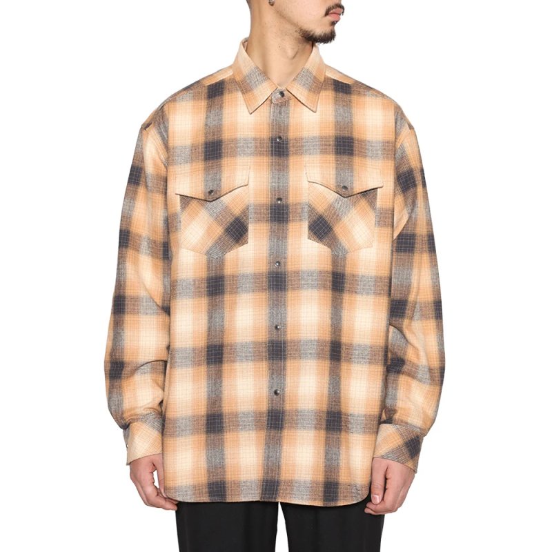 画像3: CALEE/OMBRE CHECK WESTERN L/S SH（ORANGE）［オンブレチェックウエスタンシャツ-25秋冬］